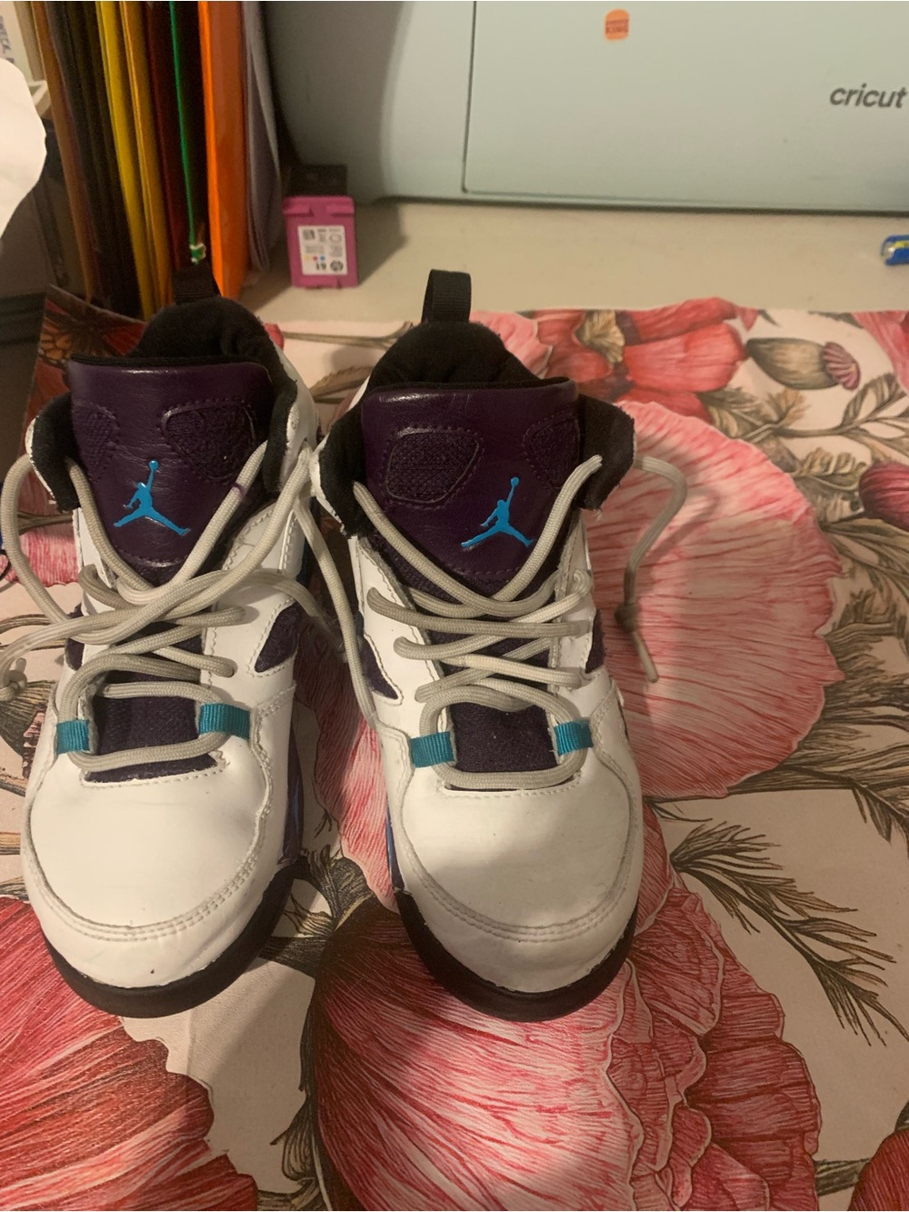 Jordan Kids White, Purple & Blue High-Top Sneakers